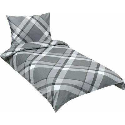 Bellatex Obliečky satén 94/958 káro sivé 140x200 70x90