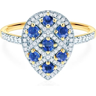 SAVICKI Пръстен: двуцветно злато. сини сапфири. диаманти