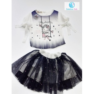Myrat Baby Комплект шифонена туника и туту пола, цвят тъмно синьо