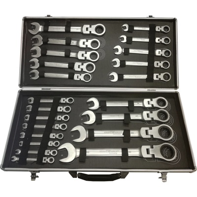 KraftRoyal Комплект звездогаечни чупещи тресчотни ключове от 6 мм до 32 мм в метален куфар KraftRoyal