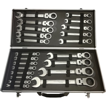 KraftRoyal Комплект звездогаечни чупещи тресчотни ключове от 6 мм до 32 мм в метален куфар KraftRoyal