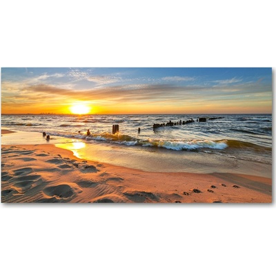 Foto obraz fotografie na skle Západ slnka pláž 100x50 cm