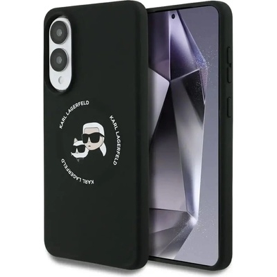 KARL LAGERFELD Силиконов наубъл Heads And Circle MagSafe калъф за Samsung Galaxy S25 Edge - черен (3666339477066)