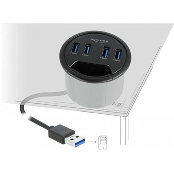 Delock USB хъб, Delock, 4 USB 3.2 порта, 1.5 Gbps, 60 mm, черен (64153)
