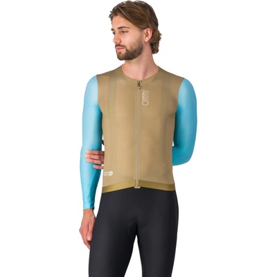 Castelli Corretto LS jersey Elmwood/ Neon cobalt-White