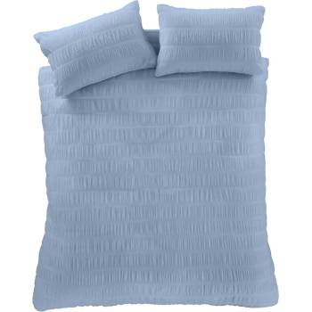 Catherine Lansfield Синьо единично крепирано спално бельо 135x200 cm Seersucker - Catherine Lansfield (BD/57142/W/SQS/LBL)