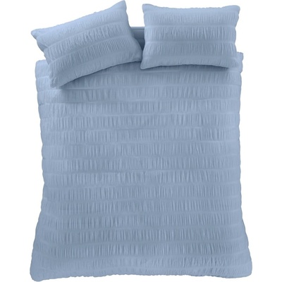 Catherine Lansfield Синьо единично крепирано спално бельо 135x200 cm Seersucker - Catherine Lansfield (BD/57142/W/SQS/LBL)