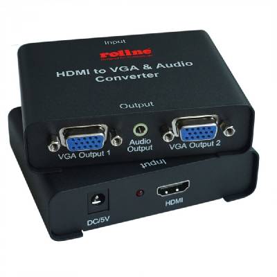 HDMI сплитер Roline 14.01. 3526, от 1 HDMI(ж) към 2x VGA(ж), 1080P (14.01.3526)