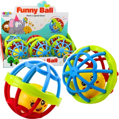 LEAN Toys Smyslový míček s chrastítkem gumový barevný elastický