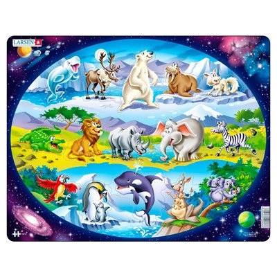 Larsen - Пъзел: Образователен -"Животните в Южна Африка, Антарктида и Австралия" - 15 части, голям