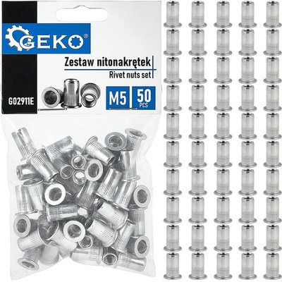 GEKO Nýtovací matice M5 (0,5–2,5) hliníkové, 50 ks - G02911E – Zboží Mobilmania