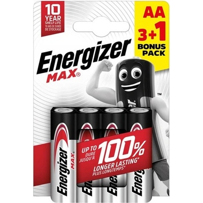 Energizer Батерии алкални Energizer Max (E303328800), AA, LR6, 1.5V, 4бр. в опаковка (E303328800)