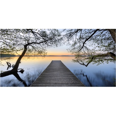 Foto obraz sklo tvrzené Mólo nad jazerom 100x50 cm