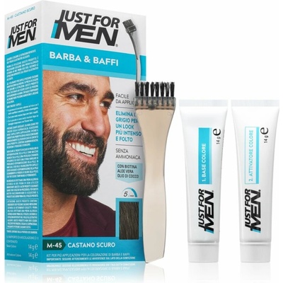 Just for Men Men Moustache & Beard farba na bradu na zakrytie šedín odtieň M-45 Dark Brown 1 ks