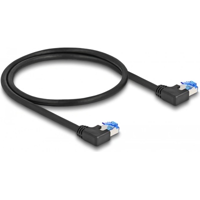 Delock RJ45 мрежов кабел Cat. 6A S/FTP, извит наляво, 0, 5 м, черен