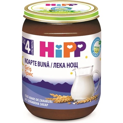 HiPP Био Млечна каша Лека нощ Грис 190 гр. - 4+ месеца