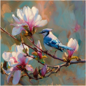 Styler Печатна върху платно картина 32x32 cm Bluejay & Blossom - Styler (CA-17539)