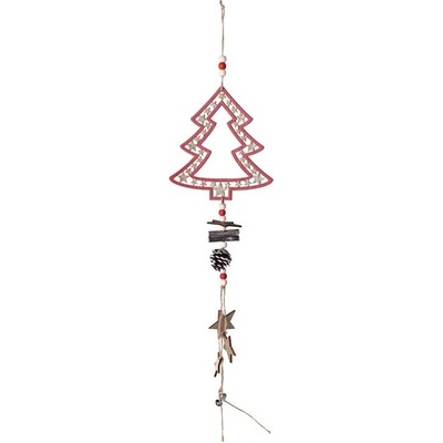 Z-trade Závěsná vánoční dekorace červený stromeček s glitrem, 16 x 35 cm