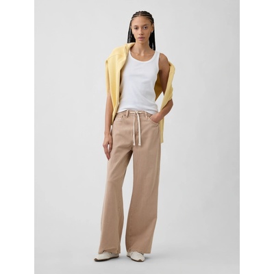 GAP Džínsy High Rise drawstring wide-leg Béžová