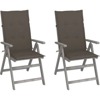 Image 1 of vidaXL Градински накланящи се столове 2 бр с възглавници акация масив (3064706)