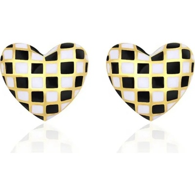 Majya stříbrné náušnice šachovnice CHRISI pozlacené 11753