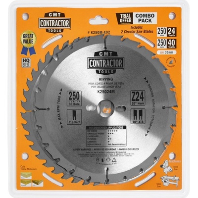 CMT Orange Tools CMT sada Contractor D250x2,6 d30 Z24+Z40 HW 2ks