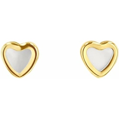 Eppi Zlaté detské náušnice srdiečka s perleťou Moana EP48255