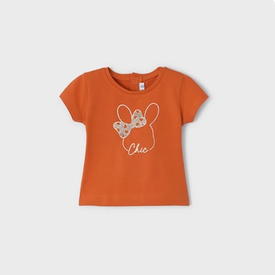 MAYORAL Basic тениска с къс ръкав в оранжево за момиче със зайче Майорал