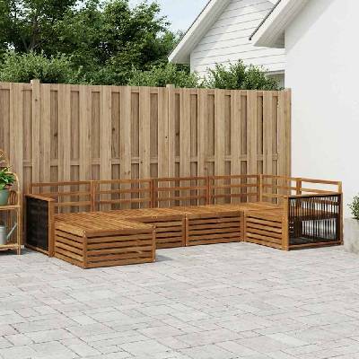 vidaXL Комплект дивани за открито 6 pcs Натурално (3383562)