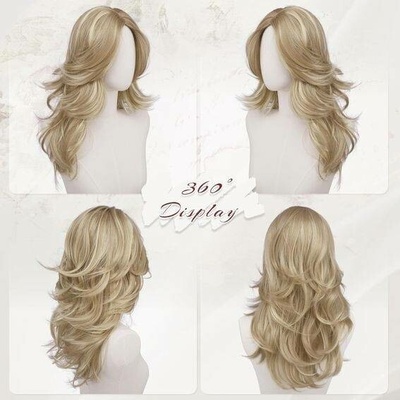 Feshfen Zlatavě blond melírovaná paruka s ofinou