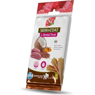 FARMINA N&D Quinoa Dental Treat Skin & Coat Venison Medium Maxi Dentálna maškrta pre stredné a veľké psy 7 ks 100 g