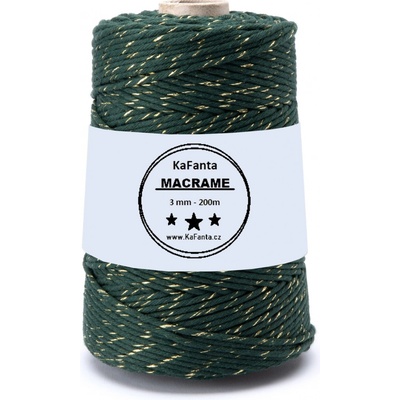 Macrame priadza KaFanta PREMIUM 3mm/200m - green gold