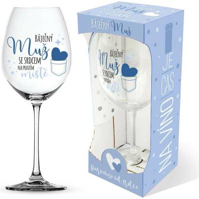 Nekupto Sklenice na víno Báječný muž se srdcem na pravém místě 440 ml