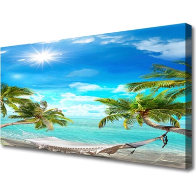 Obraz Canvas Tropické palmy hamaka pláž 100x50 cm