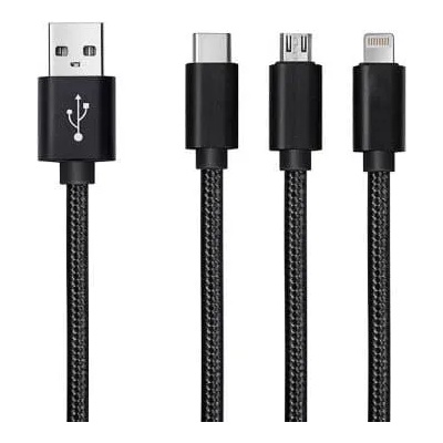Кабел A+ за зареждане-синхронизиране, micro USB+ lightning+ Type C (BS3V11)