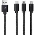  Кабел A+ за зареждане-синхронизиране, micro USB+ lightning+ Type C (BS3V11)