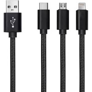  Кабел A+ за зареждане-синхронизиране, micro USB+ lightning+ Type C (BS3V11)