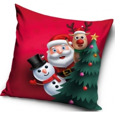 Tiptrade vianočná Santa snehuliak a sob zapínanie na zips 40 x 40 cm