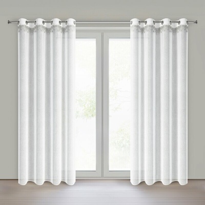 Takoy Vianočná záclona 140x250 cm bielo-strieborná s motívom hviezdičiek-HF-473423 | 140 x 250 cm