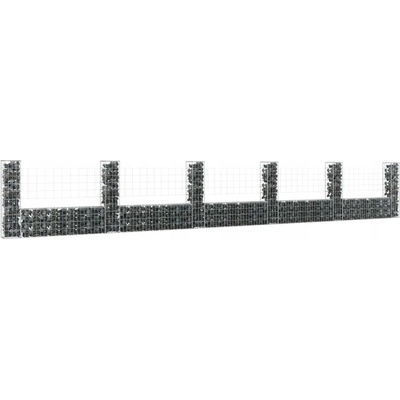 Nabytek XL Gabionový koš ve tvaru U se 6 sloupky železo 620 x 20 x 100 cm