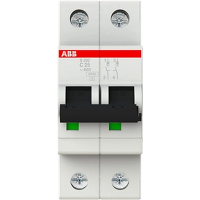 ABB Автоматичен прекъсвач ABB S202-C25 - 2 P, 25 A, 6 kA (2CDS252001R0254)