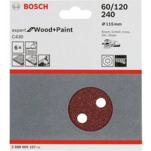 Bosch Шлайфхартия bosch c430, 5 бр. 60; 120; 240 2608605107 (2608605107)