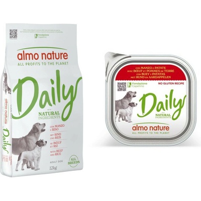 Almo Nature Daily pro všechna plemena hovězí a rýže 12 kg