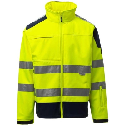 Payper SCREEN FLUO 001450 0053 reflexná softshellová bunda s pruhmi 3M žltá neónovánavy blue