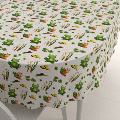 Biante bavlna oválny obrus Sandra SA-609 Žabky a slimáky na bielom 100x140 cm