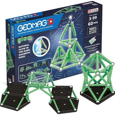 Geomag Магнитен конструктор, Geomag, Glow, 60 части