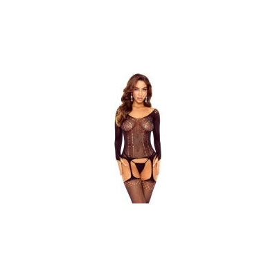 Passion Černý bodystocking s otevřeným rozkrokem BS125