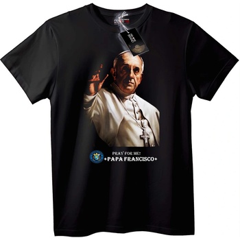 NOONEBRAND Тениска Папа Франциск Моли се за мен - 2XL, Black