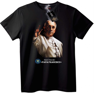 NOONEBRAND Тениска Папа Франциск Моли се за мен - 2XL, Black
