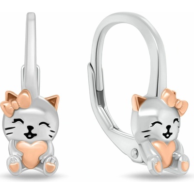 Brilio Silver Bicolor visiace náušnice zo striebra Mačičky EA1242W